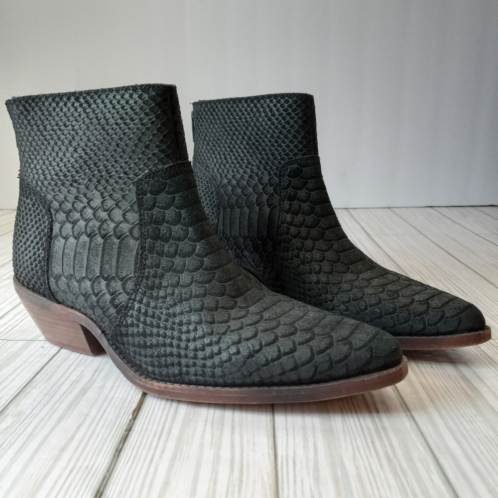Diba Snakeskin Print Leather Ankle Boots